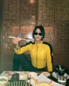Kim Kardashian pays homage to Uma Thurman's character in "Kill Bill" by sporting a yellow motorcycle jacket